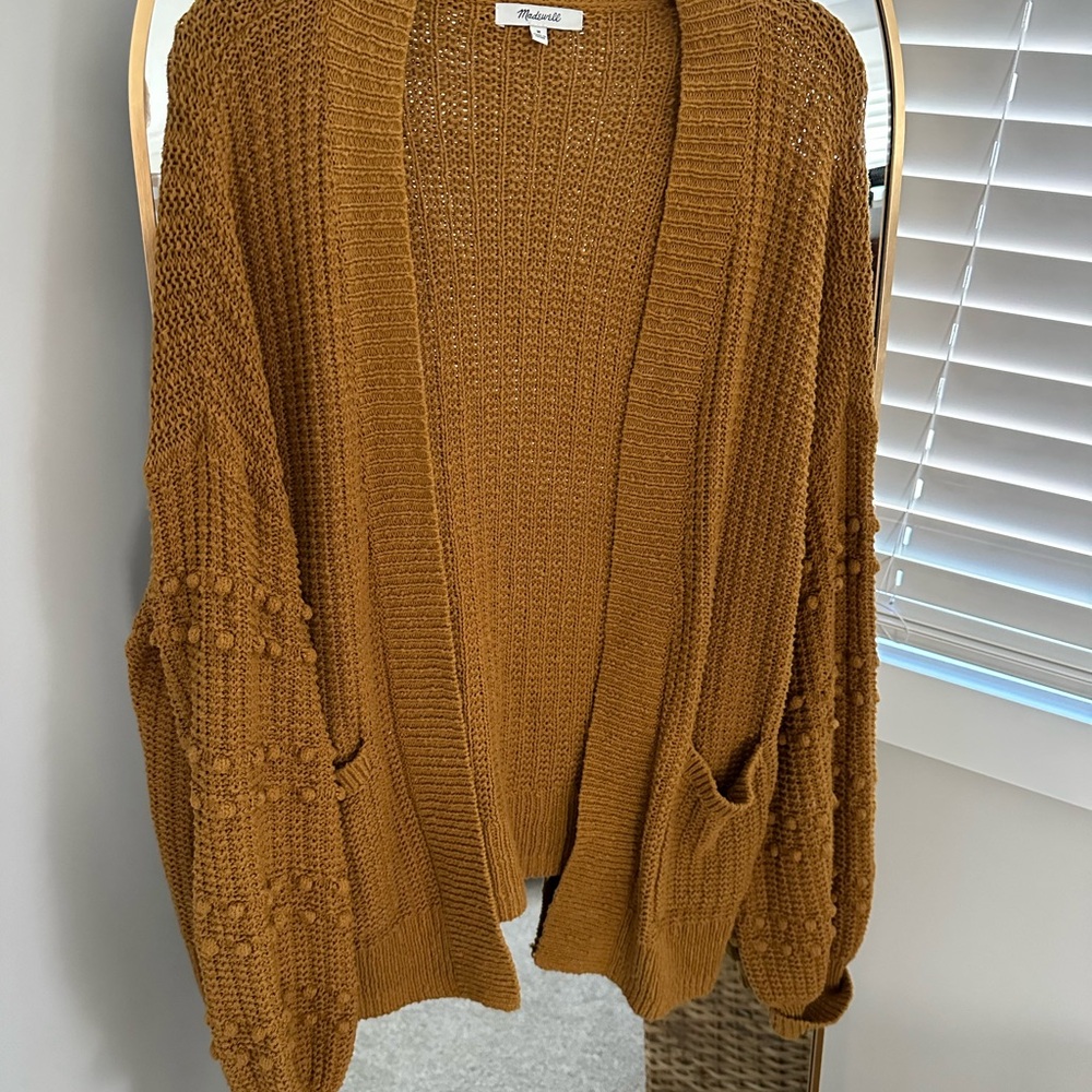 Mustard Open-Front Cardigan Sweater